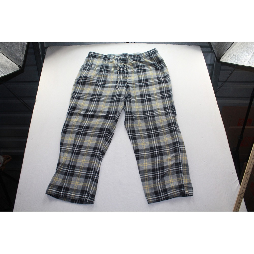 Sonoma Pajama Pants Mens XXL Grey Black Yellow Excellent Plaid Flannel